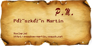 Pászkán Martin névjegykártya